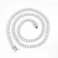 Stunning heart-shaped zircon tennis necklace in silver tone, sparkling crystal details. - 20 Inches (51CM) / Silver
