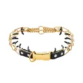 Detachable stainless steel dog training collar detail with gold pinch prongs and black buckle. - 18inch/45cm / Steel