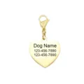 Stainless steel heart pet dog tag pendant custom engraved name ID collar accessory - Heart / Gold