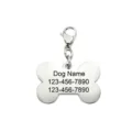 Stainless steel bone shaped pet dog tag custom engraved ID name tag with lobster clasp - Bone / Steel