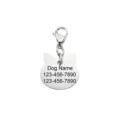 Stainless steel cat shape pet ID tag engraved pendant custom name and number detail view. - Cat / Steel