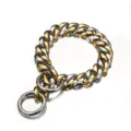 Stainless steel dog choke chain pet collar, gold silver metal cuban link training collar. - 19mm, 18 Inches / 45cm / Two-Tone Gold