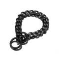 Durable black stainless steel cuban link dog collar P-chain heavy duty pet supply. - 19mm, 18 Inches / 45cm / Black