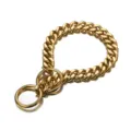 Collare a strozzo per cani in acciaio inossidabile dorato catena cubana con doppio anello O. - 12MM 16 Pollici/40CM / Oro