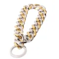 Stainless steel two tone dog chain collar detail shot showing links and ring hardware. - Two-tone (Gold & Silver)