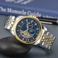 Automatic mechanical men's watch with luxury blue dial and gold-silver steel strap - Light Gray
