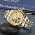 Men's automatic mechanical watch with two-tone steel strap and gold open-heart dial - Dark Gray