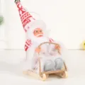 Handgefertigte 5,5 Zoll Cartoon Weihnachtsmann Figur auf Schlitten für Weihnachts Tischdeko - Rot-Weißes Muster