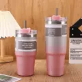 Pink glitter gradient 30oz stainless steel vacuum insulated travel mug with straw - 20oz/600ml / Diamond Pink