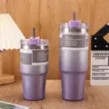 Glitter purple 30oz stainless steel travel tumbler with straw and lid. - 20oz/600ml / Diamond Purple