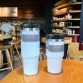 30oz and 20oz white vacuum insulated stainless steel coffee tumblers with lids and straws - White