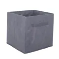 Durable grey foldable non-woven fabric storage cube with handle for home organization - Dark Gray