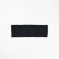 Black lace headband detail showing floral wavy edge and high elasticity fabric texture. - Black