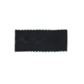 Detailed view of black lace elastic hairband featuring delicate bow and wave edge pattern. - Black
