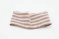 Detailed shot of knitted striped headband, soft ribbed texture, flexible wide hair accessory. - Dark Lotus White