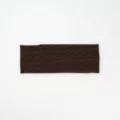 Detailed view of the dark brown knitted headband featuring classic cable and diamond patterns. - Coffee Brown