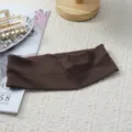 Brown solid color knitted headband, elastic sweat-absorbing hair band for daily use. - Coffee