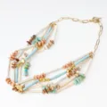 Boho Multi-strand Colorful Beaded Necklace Dopamine Statement Choker Jewelry For Women - Multicolor