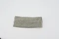 Close-up view of the green and white striped knitted wide headband, elastic yoga hair accessory. - Green and White Stripes