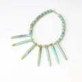 Bohemian turquoise acrylic beaded statement necklace detail view for women fashion jewelry. - Sky Blue