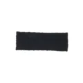 Detailed view of black stretchy knit headband featuring stylish mesh lace texture. - Black