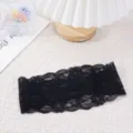 Black elastic lace headband detail, hollow out floral hair accessory for women chic. - Black