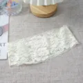 White lace headband wide elastic hair band elegant floral hollow hair accessories detail shot - Light Yellow