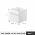 White rectangular plastic storage box with handle dimensions 21x14x15.2cm for cabinet - Slot Handle Small Style