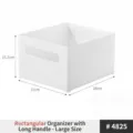 White rectangular storage box with handles, large cabinet organizer 28x21x15.2cm - Slot Handle Large Style