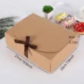 Caja de regalo de papel kraft con lazo de cinta envase de repostería 27x20x8cm. - Marrón Kraft
