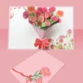 Tarjeta de felicitación 3D pop-up de flores de clavel para cumpleaños y día del maestro. - Tarjeta de Clavel 3D Con Sobre