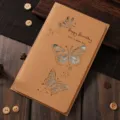 Carte de vœux rétro en papier kraft ajouré, motif papillon créatif pour anniversaire. - Papillon Bleu / Bleu
