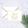 Goldfolien Grußkarte Set mit weißem Umschlag, elegantes Best Wishes Design für Geschenke. - Besten Wünsche / Inklusive Umschlag
