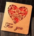 Creative hollow craft paper greeting card with vintage rose heart design and lovely message. - Red Heart Flower (324#3)