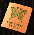 Creative hollow craft paper greeting card butterfly design retro message gift card with envelope - Green Big Butterfly (324#6)