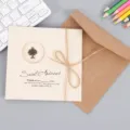 Tarjeta de felicitación vintage de metal con sobre y lazo de cuerda para cumpleaños - Árbol Pequeño (319#小树)