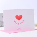 Tarjeta de felicitación hueca de San Valentín con sobre rosa, tarjeta de amor para cumpleaños. - Te Extraño