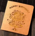 Creative hollow kraft paper greeting card vintage birthday message card gift card with envelope - Yellow Cake Candle (324#15)