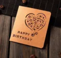 Creative hollow kraft paper birthday greeting card with vintage heart pattern message card. - Purple Heart (324#7)