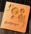 Creative hollow kraft paper greeting card laser cut floral retro message gift card. - Yellow Dragonfly Flower (1324#4)