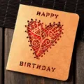 Creative hollow kraft paper greeting card with birthday design, perfect for gift wishes and messages. - Red Heart Birthday (324#2)