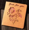 Creative hollow kraft paper greeting card retro laser cut flower message card gift card - Pink Sunflower (324#12)