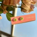 Boucles d'oreilles clous camélia dégradé style doux minimaliste bijoux d'oreilles femme - Vert