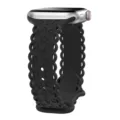 Silicone leopard watch band compatible with smart watch, stylish hollow design, black strap. - 38/40/41mm / Black