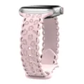 Pink silicone watch band featuring hollow leopard print and scalloped edges detail view. - 38/40/41mm / Pink Sand