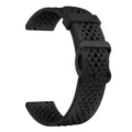 Black perforated silicone watch strap detail, breathable sport replacement band design. - 22mm / Black