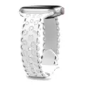Close-up view of white silicone watch strap featuring hollow lace and leopard print details. - 38/40/41mm / White
