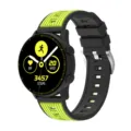 Silicone replacement watch band with dual-color vertical stripes for smartwatches, comfortable. - 20mm / Black + Lime