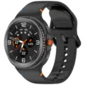 Black smartwatch with silicone strap digital dial fitness tracker stylish design accessory - 20mm / Black / Stitched Style