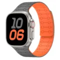 Replacement magnetic silicone watch strap band compatible with smart watch grey orange - Grey + Orange
